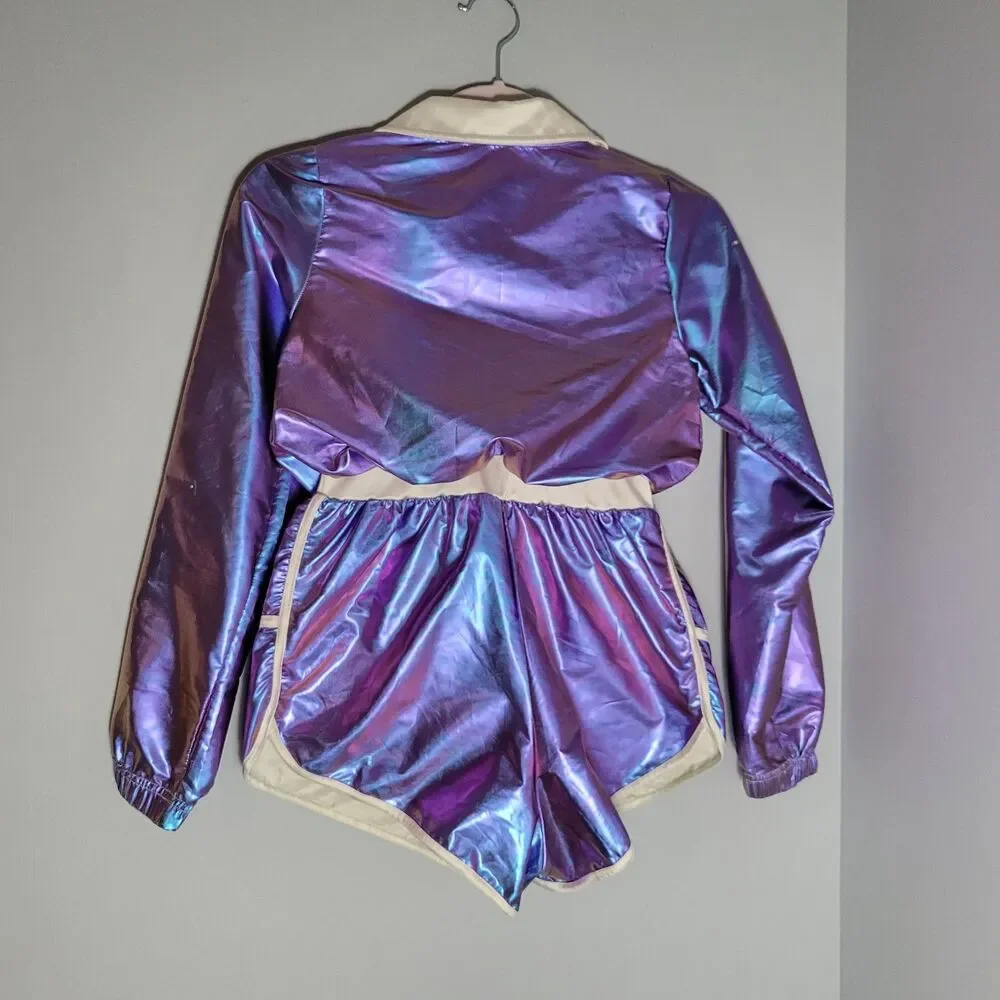 Weissman Purple Metallic One-Piece Dance Custom Jump Suit Size Large 9/10yrs